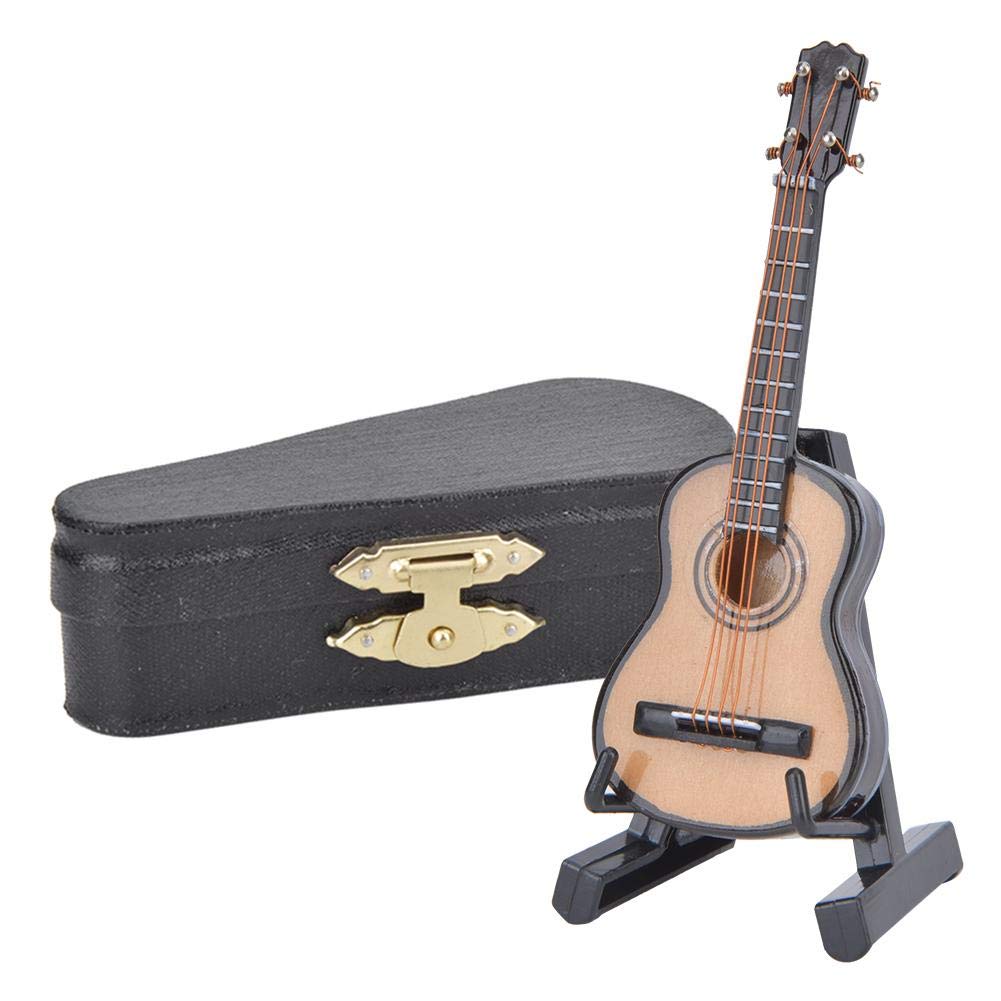 Miniature Guitar Model, 3.1in Mini Wooden Guitar Model with Stand for Music Lovers Hobby Collectibles Hobby Collectibles Home Decor Gift for Adults Teens