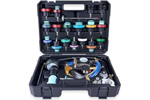 KOOPOOL 30PCS Radiator Pressure Tester Kit, Coolant Pressure Tester and Vacuum Refill Kit for Automotive Cooling System Water Tank Leakage Detection