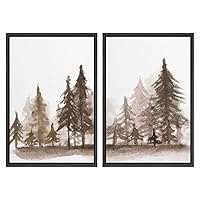 SIGNWIN 2 Piece Framed Canvas Wall Art Nordic Style Abstract Trees Canvas Prints Home Artwork Decoration for Living Room,Bedroom - 16