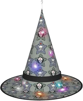 Sombrero de bruja con diseño de calavera de Rusn para colgar con luz
