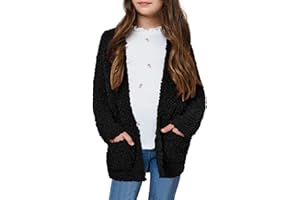CNJFJ Girls Casual Open Front Long Sleeve Cardigan Pocket Fashion Sweater Outwear