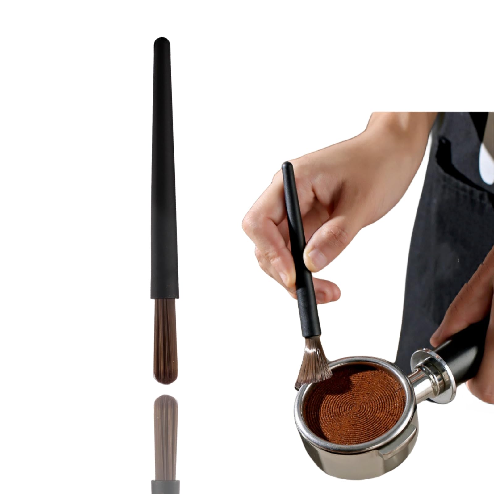 Photo 1 of Generic Coffee Brush Professional Coffee Grinder Brush ABS Handle with Nylon Bristles Espresso Grounds Cleaning Brush for Baristas Kitchen Tool for Coffee Beans Home Essential Portafilter Brush Black