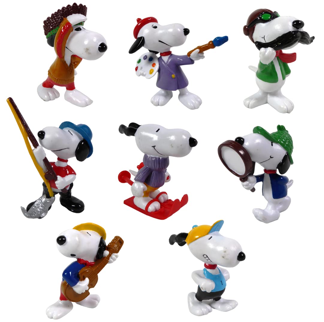 OPO 10 - Set of 8 figurines 6cms, painter + guitarist + skier + detective + aviator + athlete + fisherman + Indian / LSN2