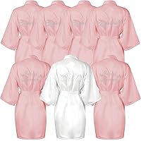 7 Pcs Women Silky Satin Robe Wedding Bride Bridesmaid Robes Matron Matron of Honor Kimono Robe for Bridal Shower Party