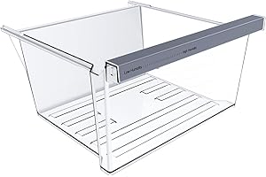 S-UNION UPGRADED W11162443 Refrigerator Crisper Drawer Compatible with Whirlpool Crisper Drawer W11046494 Whirlpool Fridge Drawer Parts W10899435 WRS555SIHZ WRS325SDHZ WRS315SDHZ Maytag Refrigerator Drawer