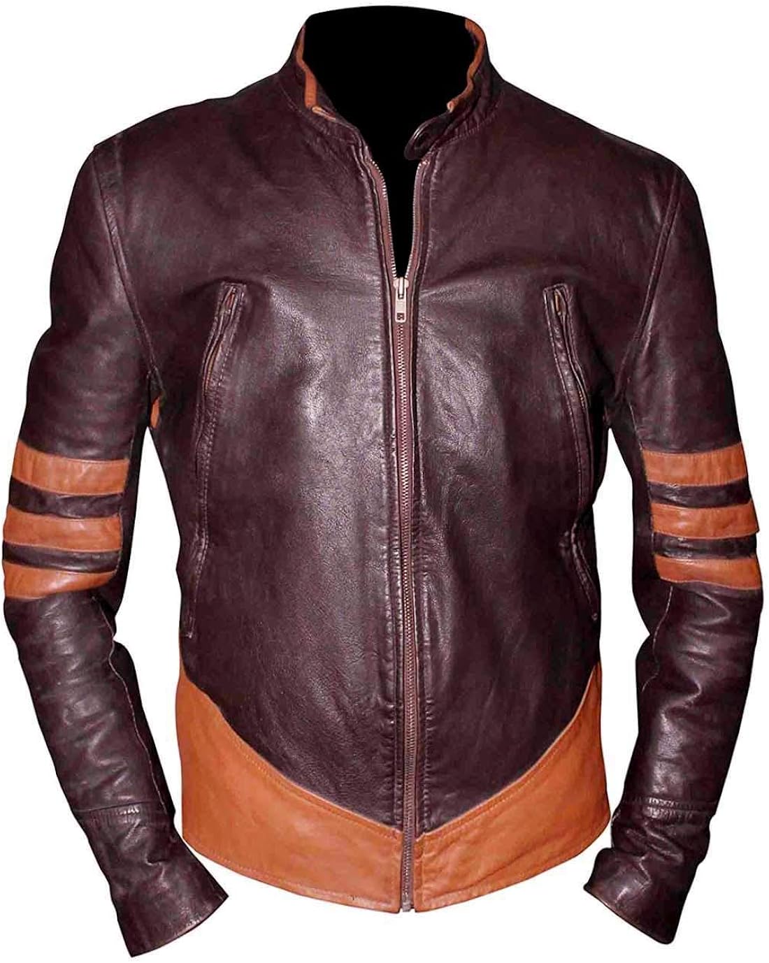 VearFit XMen Wolverine Superhero Faux Brown Leather Jacket Men Amazon.ca Clothing & Accessories