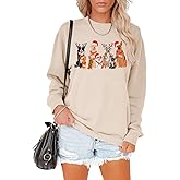 BOUTIKOME Christmas Dogs Sweatshirt Womens Cute Dog Graphic Crewneck Long Sleeve Shirt Holiday Top Doggy Lovers Gifts