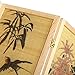 MyGift Decorative Chinese Calligraphy Design Wood & Bamboo Hinged 4 Panel Screen/Freestanding Room Divide, Beige Frame