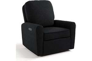 Storkcraft Amalfi Deluxe Power Recliner Swivel Glider (Black Boucle) – Premium Electronic Power Recliner for Nursery, Includes Dual-USB Charging Port with USB-A & USB-C, Glider Rocking Chair