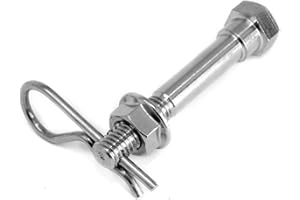LFPartS Stainless Steel Trailer Hitch Pin 1/2-Inch Pin Diameter Bolt Keeper Grip Clip Kit Fits 1 1/4" Receiver