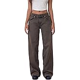 AIWpstoin Women's Wide Leg Baggy Jeans - Low Rise, Loose Fit Denim Pants - Y2K Boyfriend Style Trousers for Streetwear
