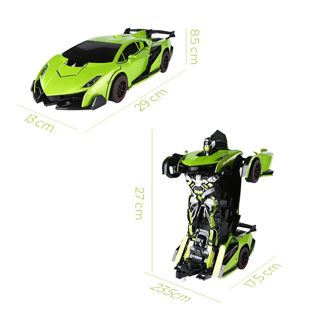SainSmart Jr. 1:14 Large RC Car Robot, 2 in 1 Remote Control Electronic Vehicles with Transforming and Realistic Engine Sound for 8+ Years Boys Kids, Green