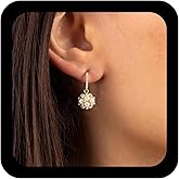 Yheakne Vintage Cluster Pearl Drop Earrings Gold Pearl Ball Dangle Earrings Wedding Bridal Pearl Earring Cluster Rhinestone Cz Pearls Huggie Hoop Earring Jewelry for Women