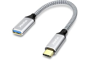 CLEEFUN USB C to USB 3.0 Adapter Cable 1ft, USB C Male to USB Female OTG Cable 5Gbps for MacBook Pro/Air iPhone 15 Plus 15 Pro Max and Galaxy S23 S22, Pixel, USB-C Laptop Tablet, Grey