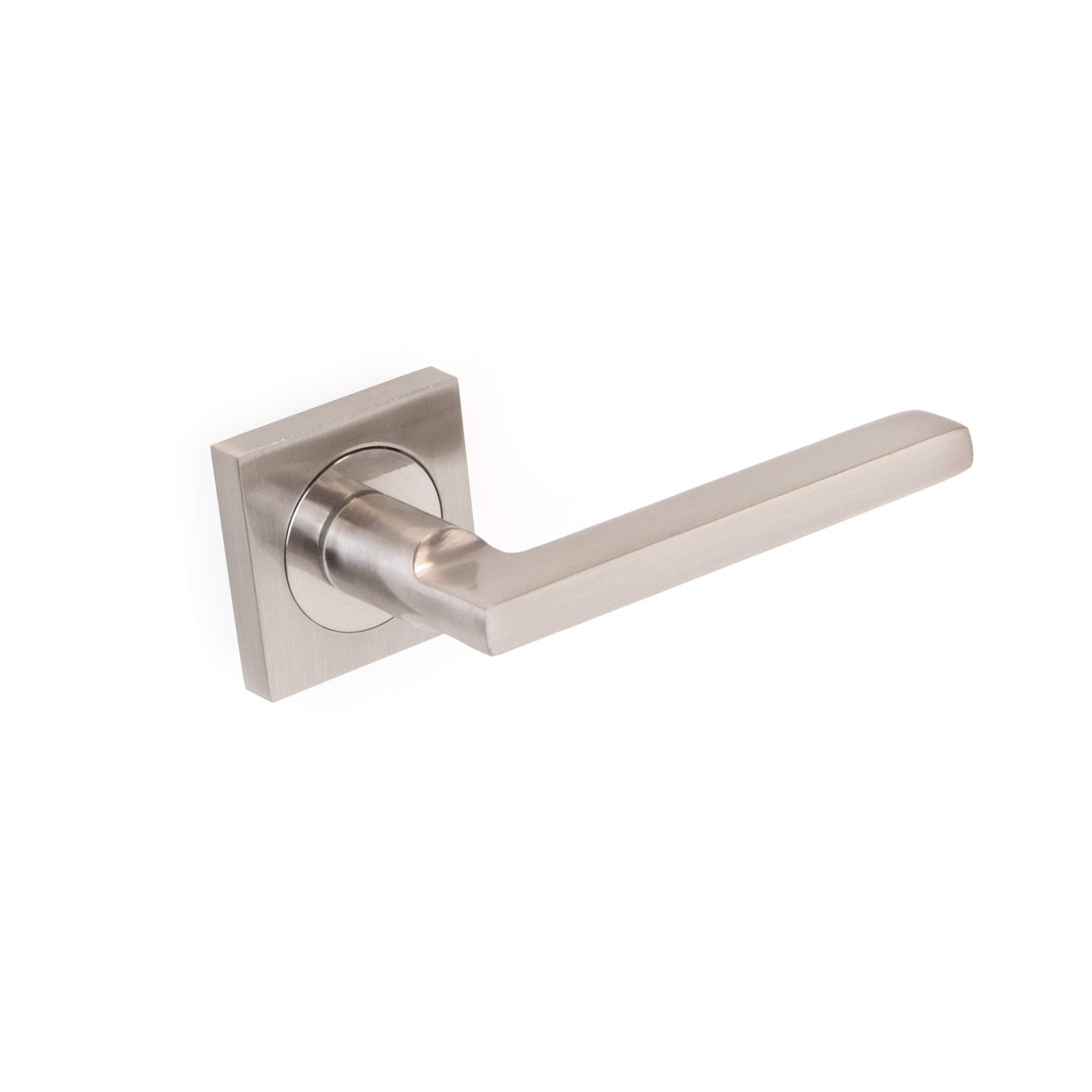 Emuca - Internal Door Handles, Set of Internal Door Handles with 50x50mm (1,9x1,9 inch) Rose, Aluminium and zamak, Satin Nickel.