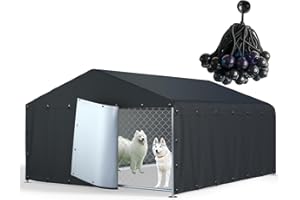 NGB Dog Kennel Cover,Featuring Multiple Elastic Bungee Cords and Windproof Ropes. Made From 600D Waterproof Oxford Fabric, This Replacement Cover Provides Full Coverage for Your Kennel,10'×10'×6'
