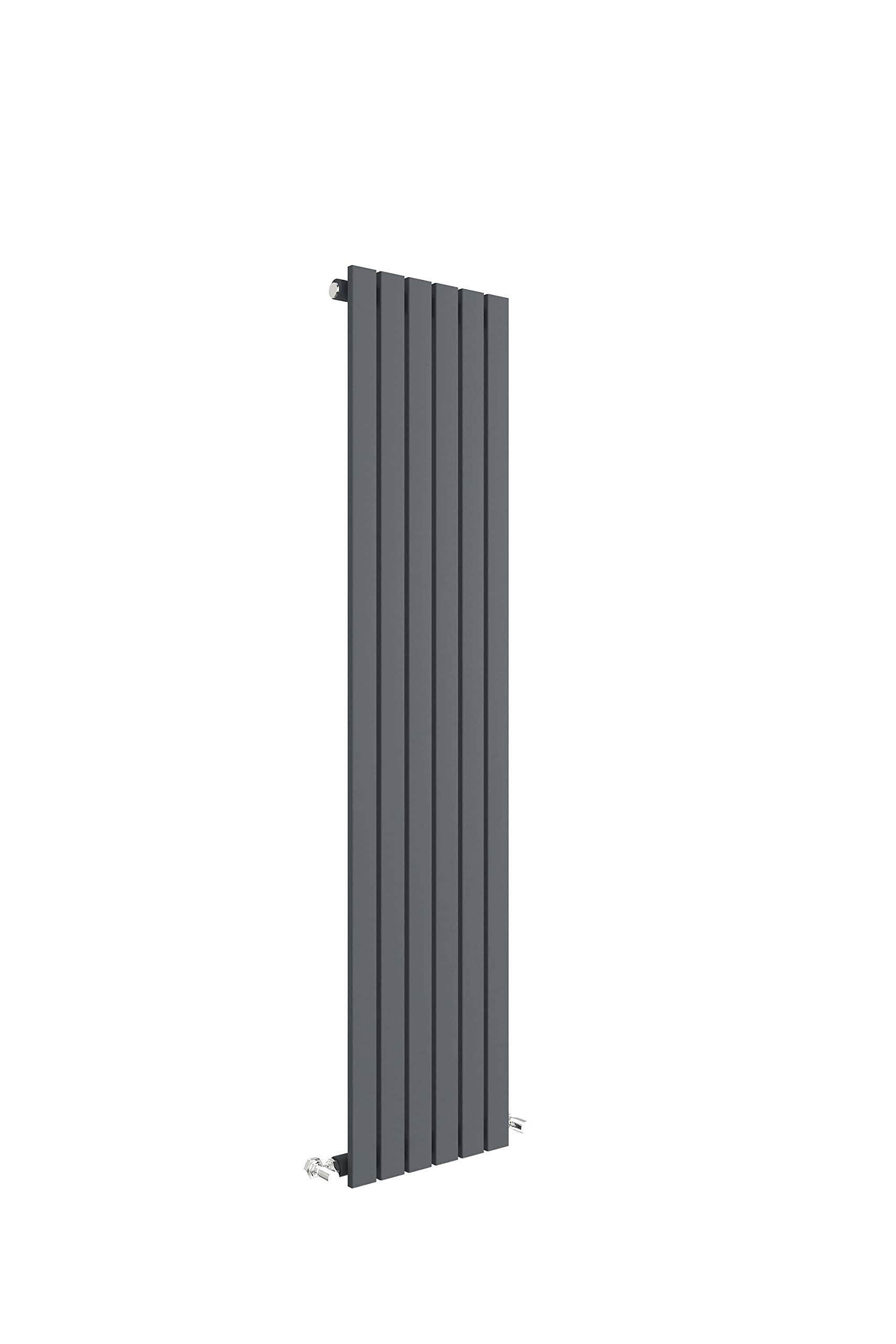Nuie HLA71 Sloane Modern Home Wall Mount Designer Vertical Single Panel Radiator, 1500mm x 354mm x 53mm, Anthracite