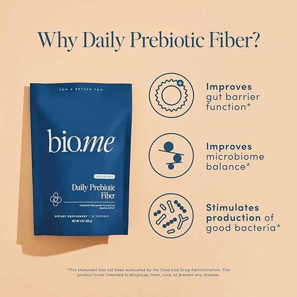 DAILY PREBIOTIC FIBER – FIBER SUPPLEMENT POWDER FOR DIGESTIVE HEALTH & GUT HEALTH – FIBER POWDER UNFLAVORED PREBIOTICS, NON-GMO DIETARY FIBER, GLUTEN & SUGAR FREE SOLUBLE FIBER SUPPLEMENTS-30 SERVINGS