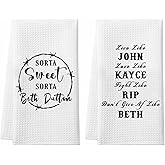 Sorta Sweet Sorta Beth Gifts, 2 Pack Dutton TV Show Kitchen Towels, Absorbent Waffle Dish Towel, Cute Farmhouse Bathroom Hand Towels Decorations, Birthday Housewarming Gifts for Women Men