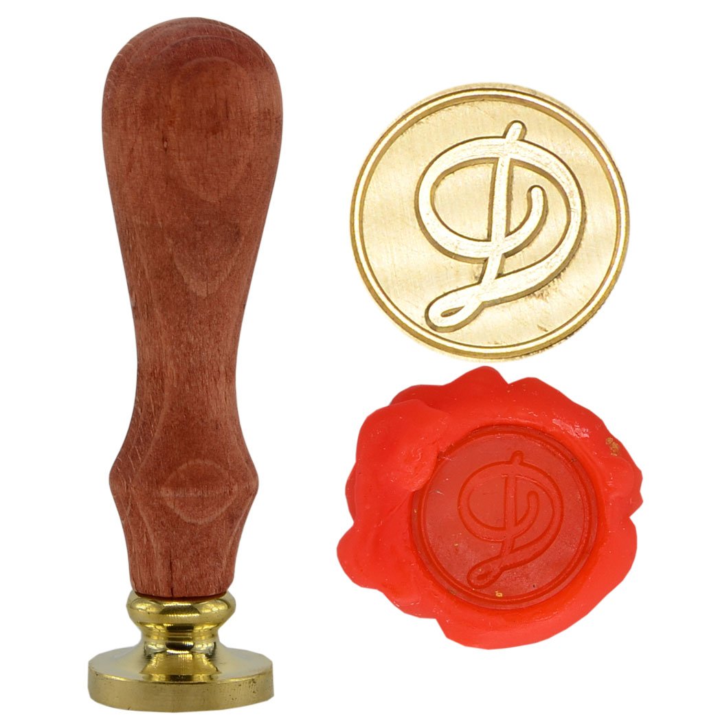 SYAYA Retro Brass Head Wooden Handle 26 Letters A-Z Alphabet Letter Initial Wax Classic Sealing Wax Seal Stamp GZ4 (D)