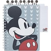 Disney Mickey Mouse Journal Notebook, Spiral Bound, 96 Lined Pages, 8 x 7 inches, Grey