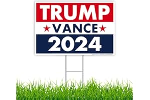 CRAZY NOVELTY GUY Trump Vance 2024 Yard Sign, Donald Trump President JD Vance Vice President 2024 Yard Sign, 18" x 12" Double-Sided Sign, Metal H-Stake