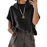 Cicy Bell Womens Oversized Turtleneck Knit Sweaters Short Batwing Sleeve Casual Slouchy Loose Fit Chunky Pullover Tops