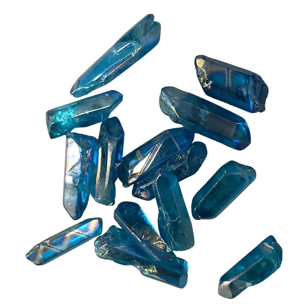 VIE Electroplated Quartz Points, 2-3cm, Pack of 6, Light Blue