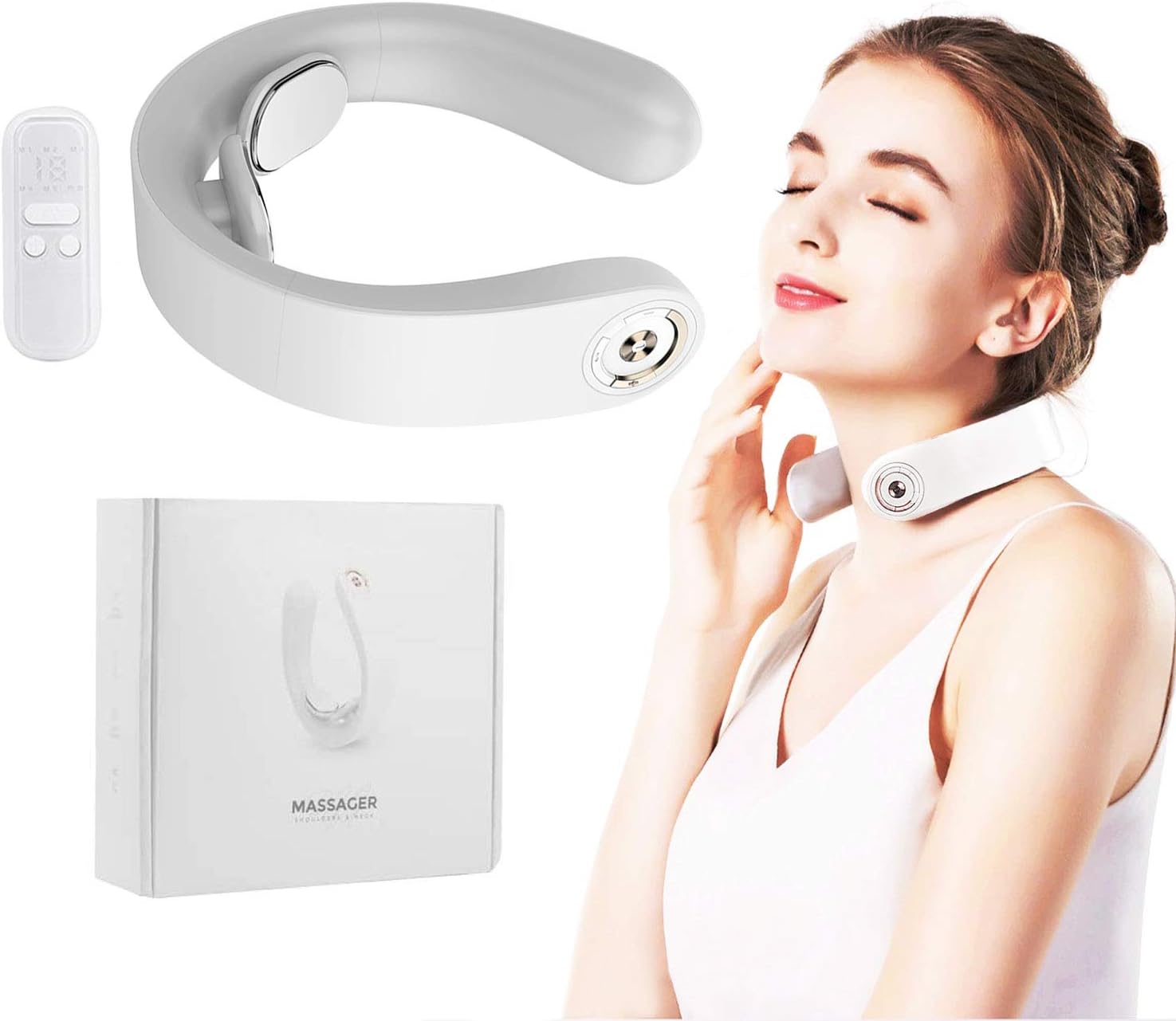 SnapOn Neck Massagers, Shiatsu Deep Tissue Back Massage with Heat