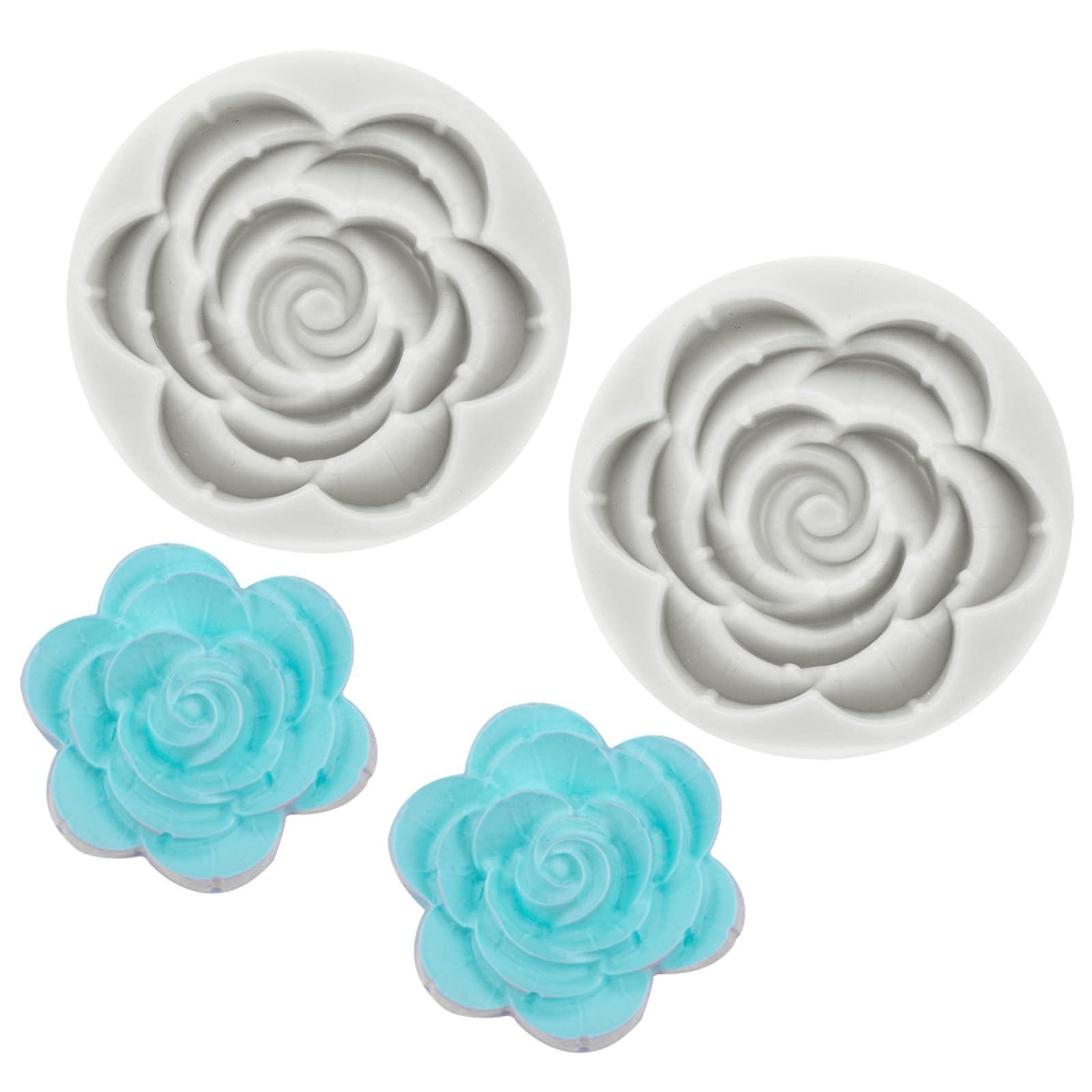 PATIKIL Sunflower Clay Mold, 2 Pcs Polymer Clay Mold Fondant Mold Silicone for Crafts Air Dry DIY Cake Baking Sugar Candy Chocolate Resin, Jewelry Making and Polymer Clay Earring, Gray