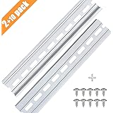 2 Piece DIN Rails, 35mm Aluminum Top Hat Slotted DIN Rail with RoHS, Extra Premium Screws Included for Hardware Components Mo