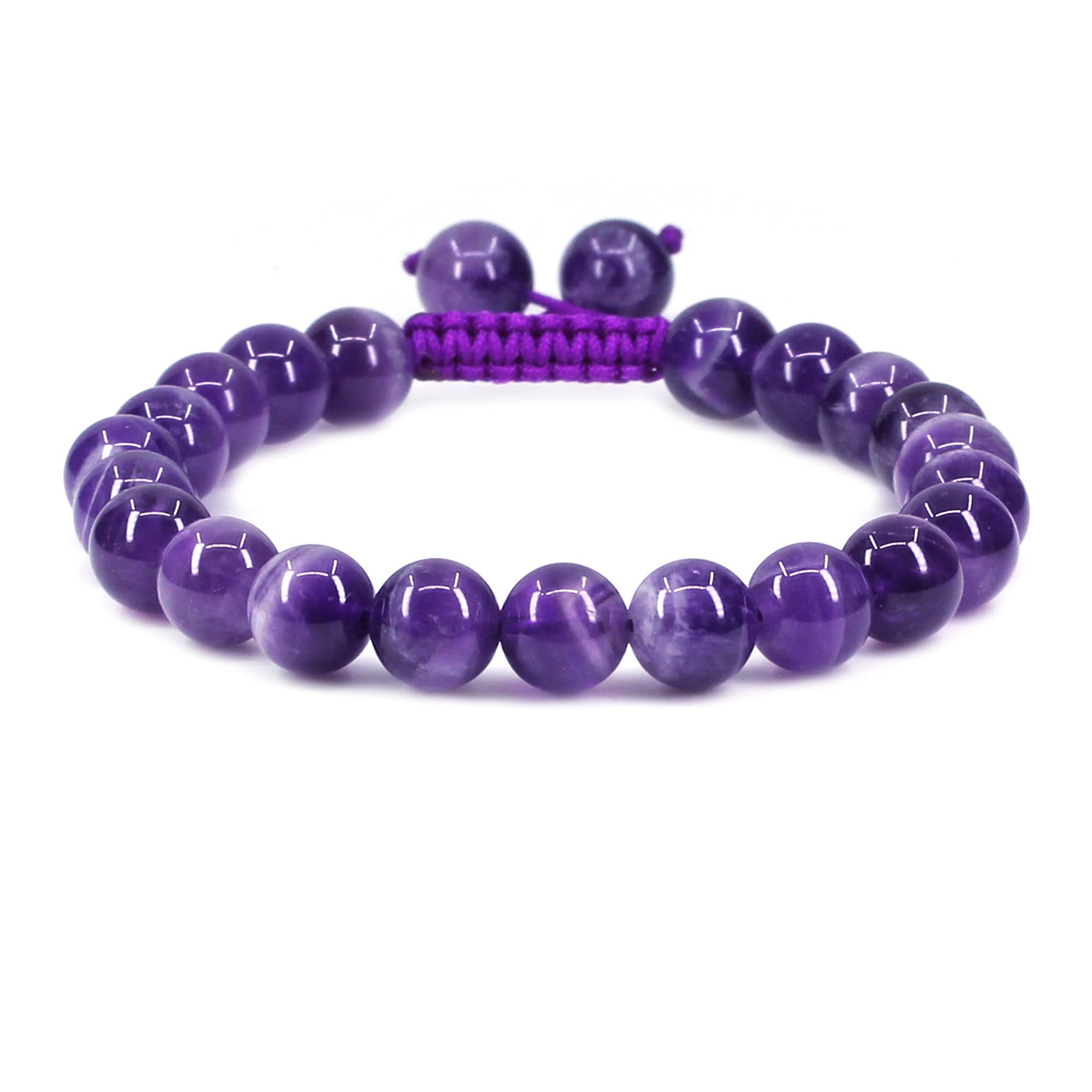 CHENYUE Natural African Amethyst Gemstones 8mm Round Beads Adjustable Chakra Reiki Bracelets Unisex