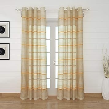 Buy Home Centre Marshmallow Mistletoe Striped Door Curtains Set