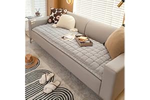 Disayu Funny Pet Couch Covers for Sofa Cream-coloured Large Plaid Square Pet Mat Bed Couch Cover Magic Sofa Couch Covers for Dog (Milk Gray,70x180 cm/27.6x70.9 in)