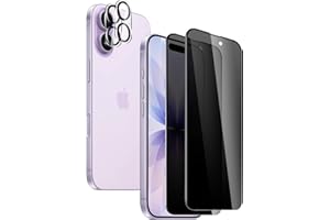 2 Pack Privacy Screen Protector for iPhone 17 with 2 Pack Camera Lens Protector, 9H Hardness Double Shatterproof Anti-Spy Tem