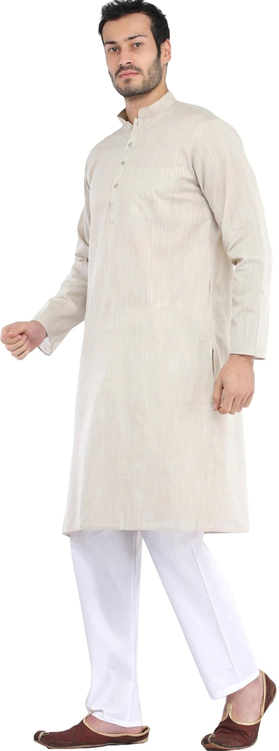 exotic india plain khadi kurta with white pyjama set