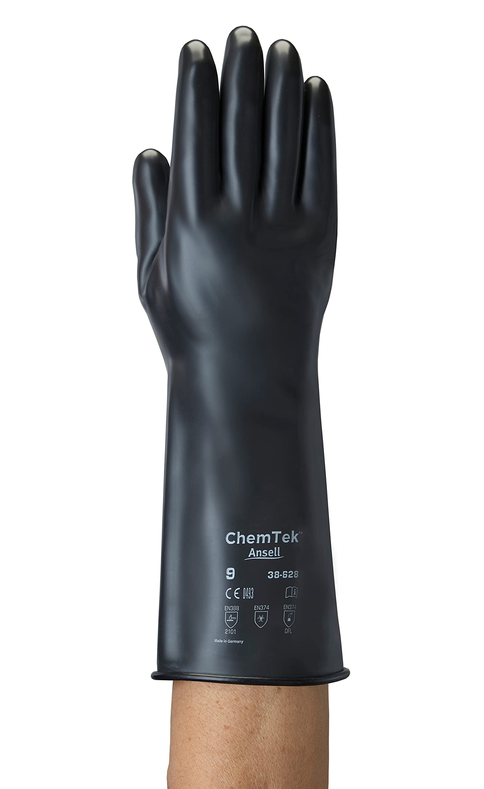 Ansell AlphaTec 38-628 Chemical Resistant Gloves in Butyl/Viton, Maximum Protection for Heavy Duty Work, Flexible and Comfortable Design, Industrial PPE Workwear, Latex Free, Size L (1 Pair)
