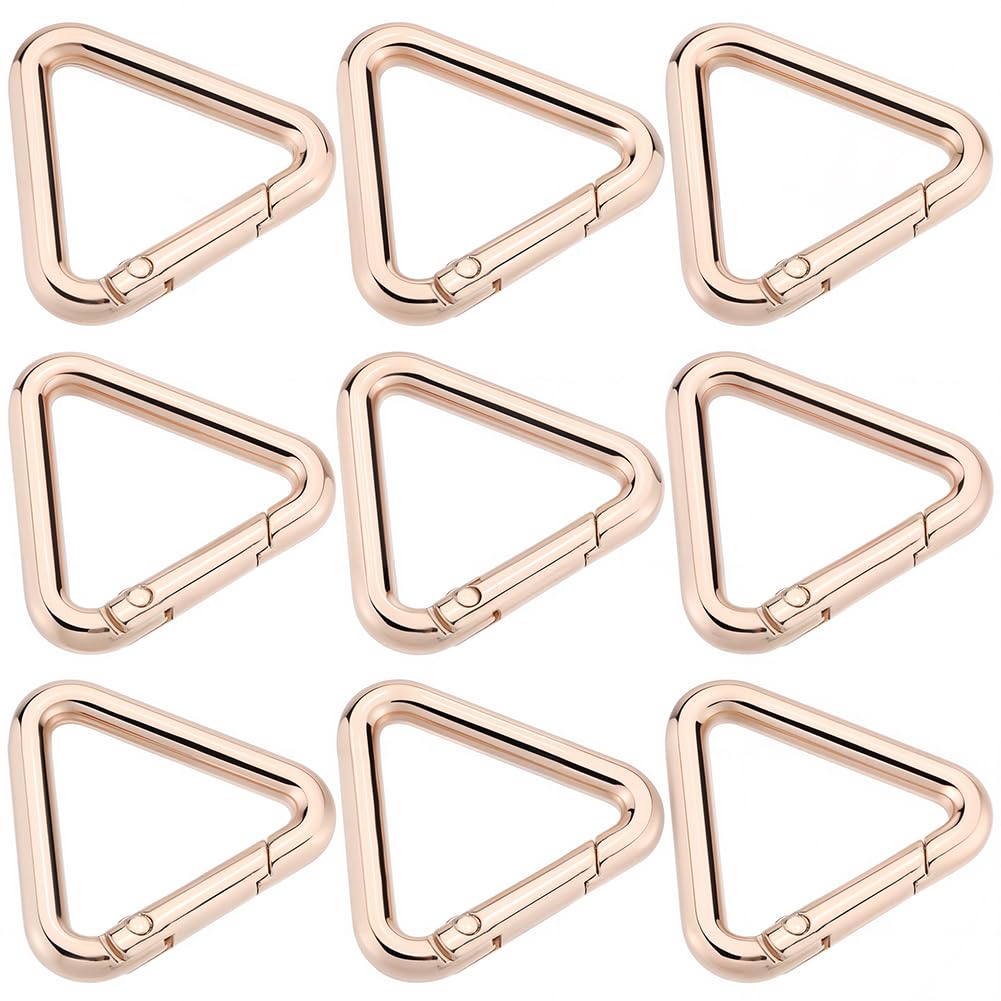 SUNNYCLUE 1 Box 12Pcs Triangle Spring Key Rings Gold Purse Ring Clips Metal Trigger Snap Hook Carabiner Buckle Clip Clasps Gate Key Rings Bulk for jewellery Making Keyrings Bag Purse Diy Crafts Suppli