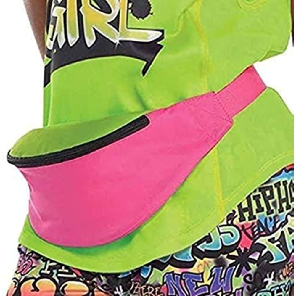 Amscan 80s Retro Hip Hop Bum Bag Pink and Green