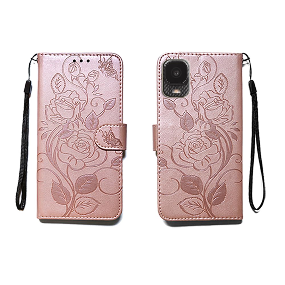 Photo 1 of shingtomua for Alcatel TCL A3 (A509DL)/TCL A30 Embossing Wallet Case Kickstand Magnetic Flip Cover Credit Cards Slot with Stand for PU Leather Shockproof Flip Magnetic Case for TCL A3 (Pink)