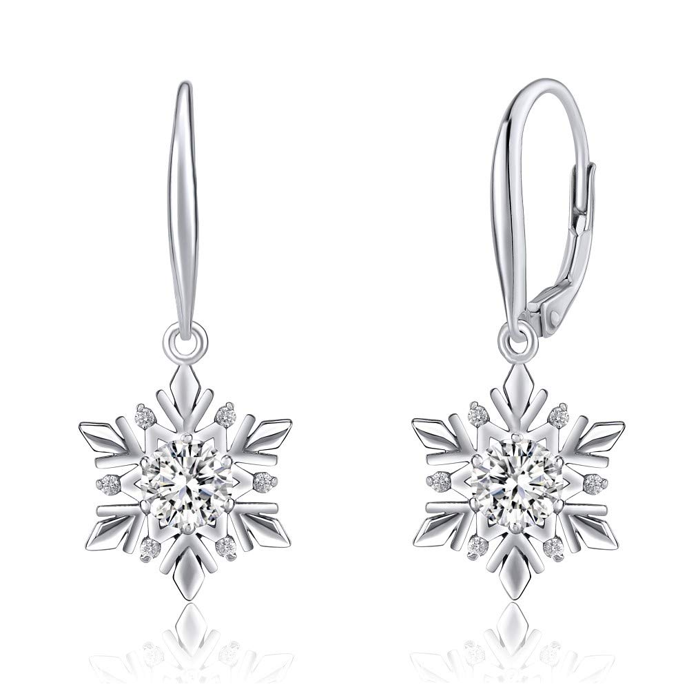 SILVEGO Women 925 Sterling Silver Earrings Snowflake with Swarovski Zirconia