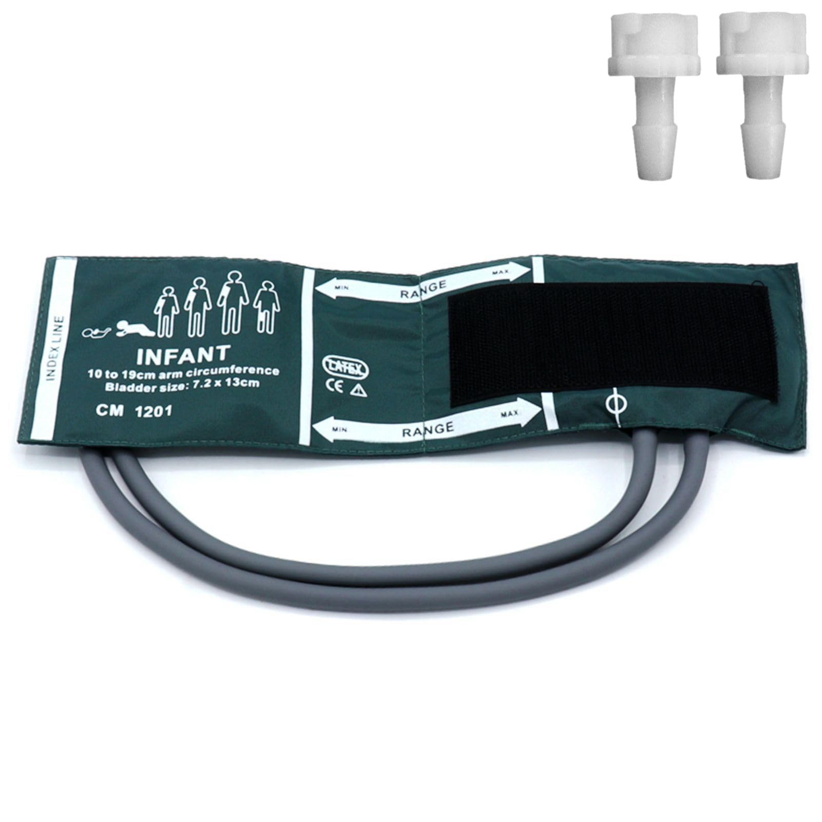 NIBP Cuff with BP18 Connectors for Infant, 10-19 cm Reusable Dual Tube Nylon Replacement BP Cuff with Inner Airbag for Blood Pressure Monitor Machine