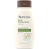 Aveeno Daily Moisturizing Body Wash for Dry Skin with Soothing Oat & Rich Emollients, Creamy Shower Cleanser, Gentle, Soap-Fr