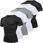 HovSiyla Men's Compression Shirts Cool Dry Short Sleeve Baselayer Athletic Workout T Shirts