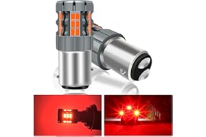 UPXSXT 2Pcs 1157 BAY15D P21/5W LED Brake Light Bulb Red, 2057 2357 7528 CANBUS Error Free Anti Hyper Flash Replacement for Bulb Tail Light, Daytime Running Light Super Bright 30-SMD 25W 4000LM