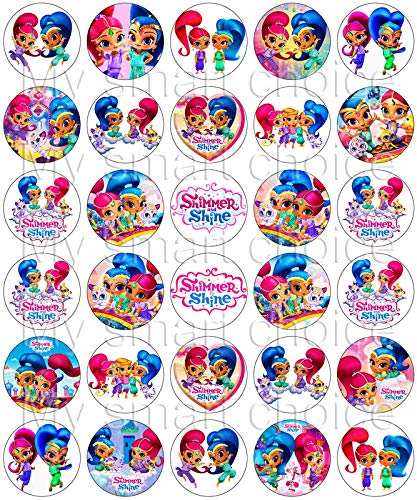 Buy 30 x Edible Cupcake Toppers – Shimmer and Shine Themed Collection ...
