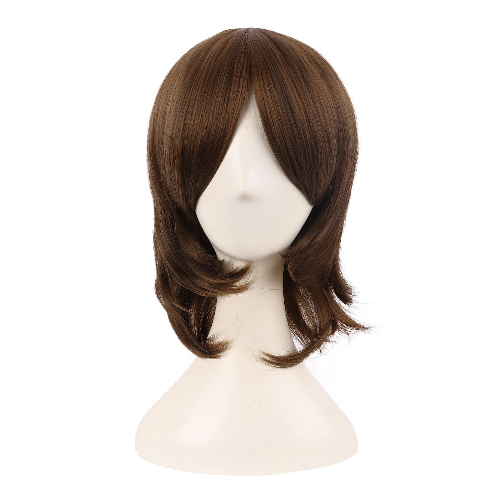 MapofBeauty 16 Inch/40 cm Short Side Bangs Synthetic Fiber Cosplay Layered Wig (Brown)