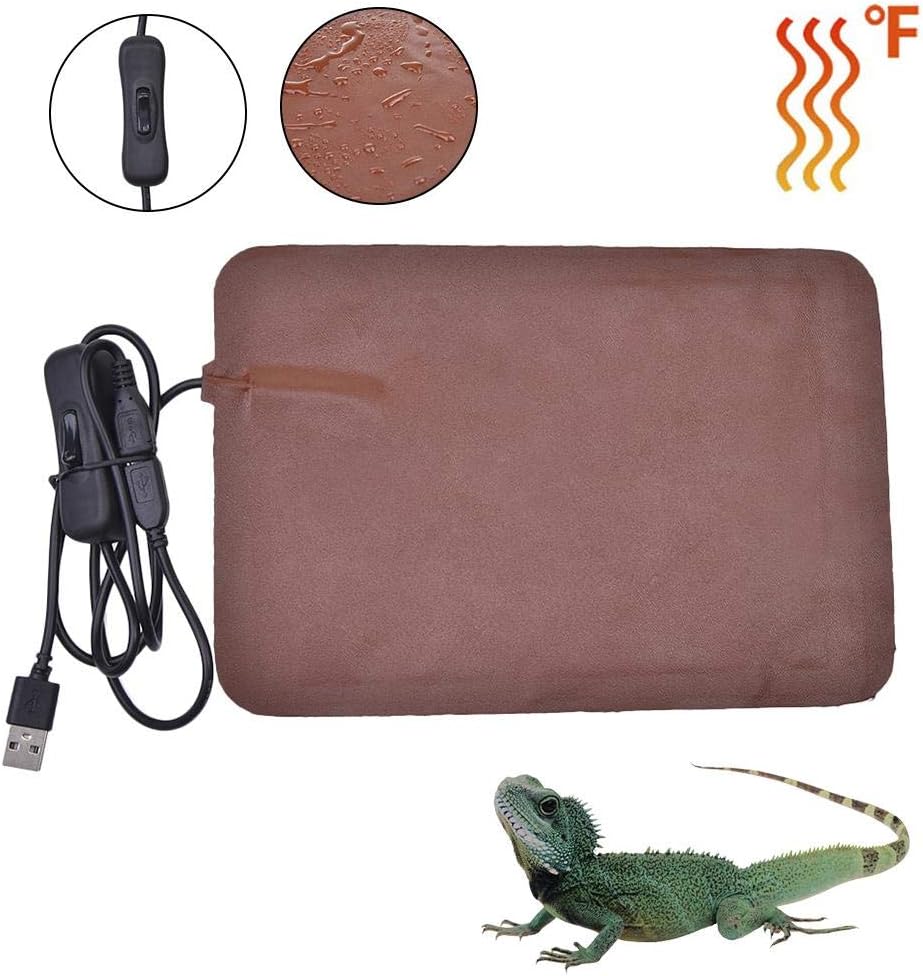 smilerr 9W Waterproof Reptile Heat Mat with Thermostat,Reptile Heating Pad Under Tank Terrarium Heater Heat Mat for Small Animals - Brown Gorgeous
