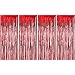 4 Pack Foil Curtains Metallic Fringe Curtains Shimmer Curtain for Birthday Wedding Disco Party Decorations (Red)