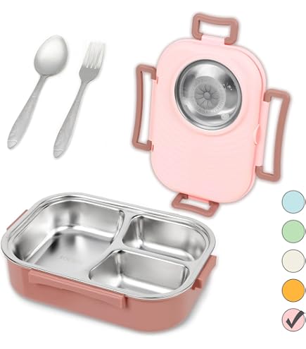 Boîte à Goûter Enfant Inox Forme Abeille - 2 Compartiments Anti-Fuites - Pour École, Garderie, Pique-Nique - 22,5x16x8 Cm - Lavable Et Réutilisable